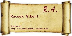 Racsek Albert névjegykártya